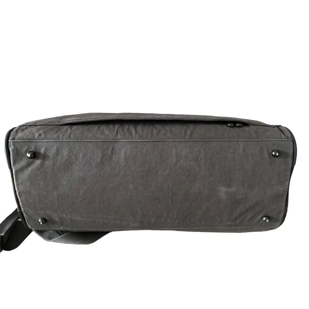 Lo & Sons Messenger Bag Polished Canvas Charcoal Gray Lined Crossbody 16